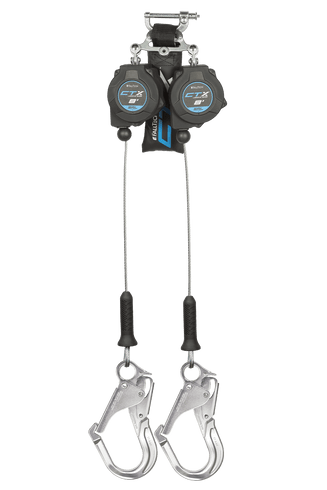 FallTech 8 ft. CTX Cable Class 2 Leading Edge Personal SRL-P, Twin-leg with Aluminum Rebar Hooks, Mfg# 83208TP5