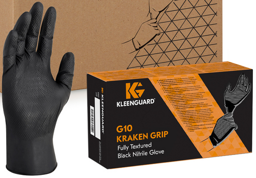 Black Max-Grip Ridged Texture Nitrile Gloves