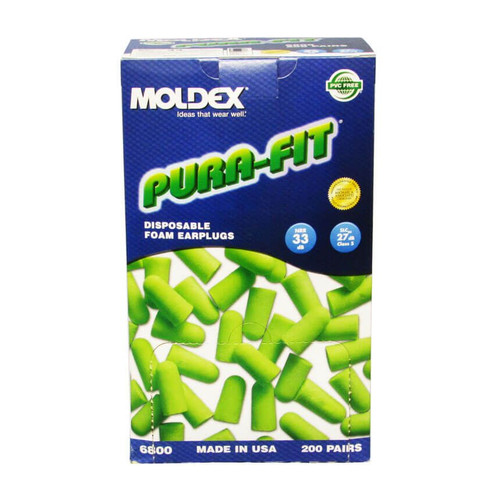 Moldex 6800 Pura-Fit Uncorded Green Ear-Plugs, NRR 33dB, 200 Pair