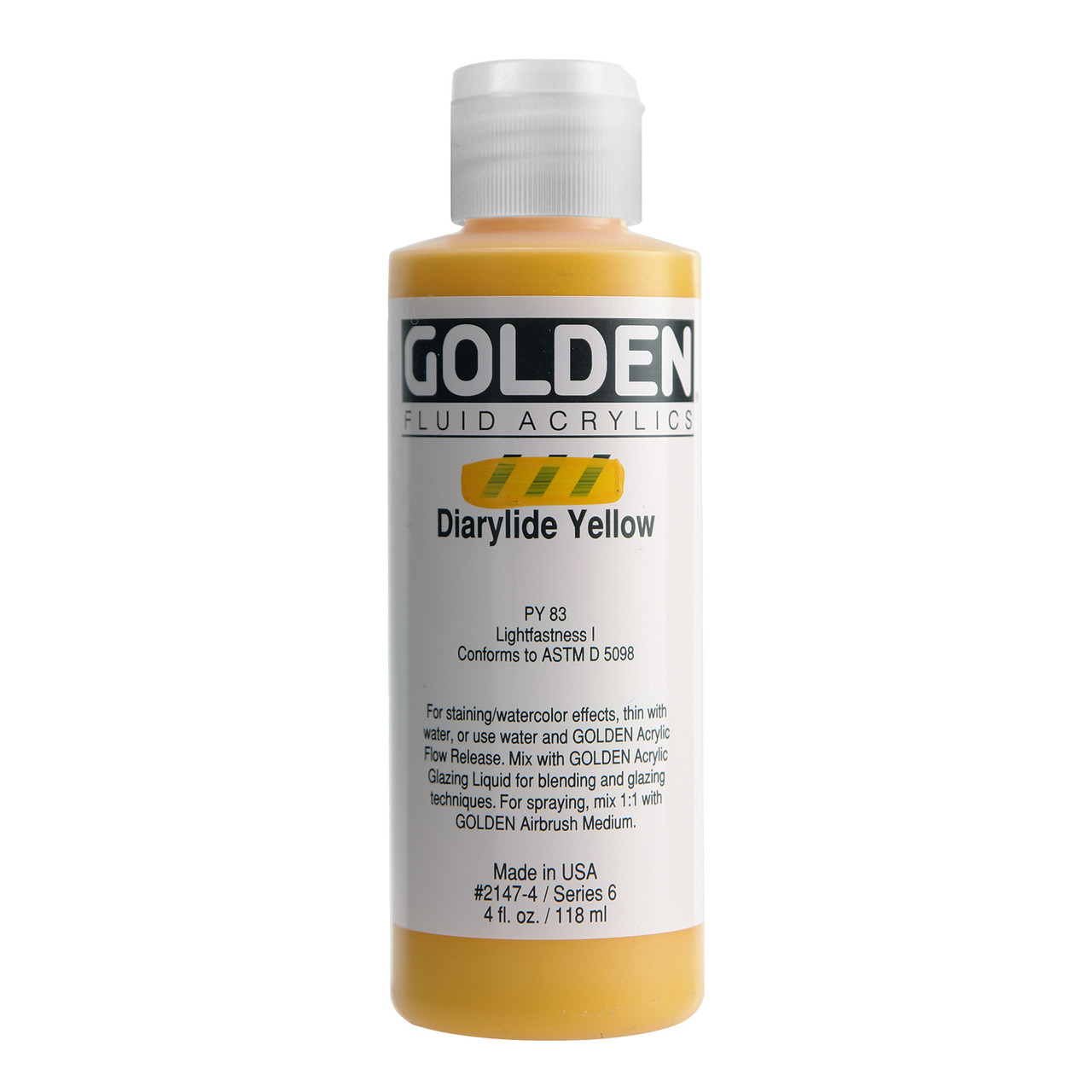 Golden Artist Colors Fluid Acrylic: 4oz Diarylide Yellow - Wet Paint  Artists' Materials and Framing
