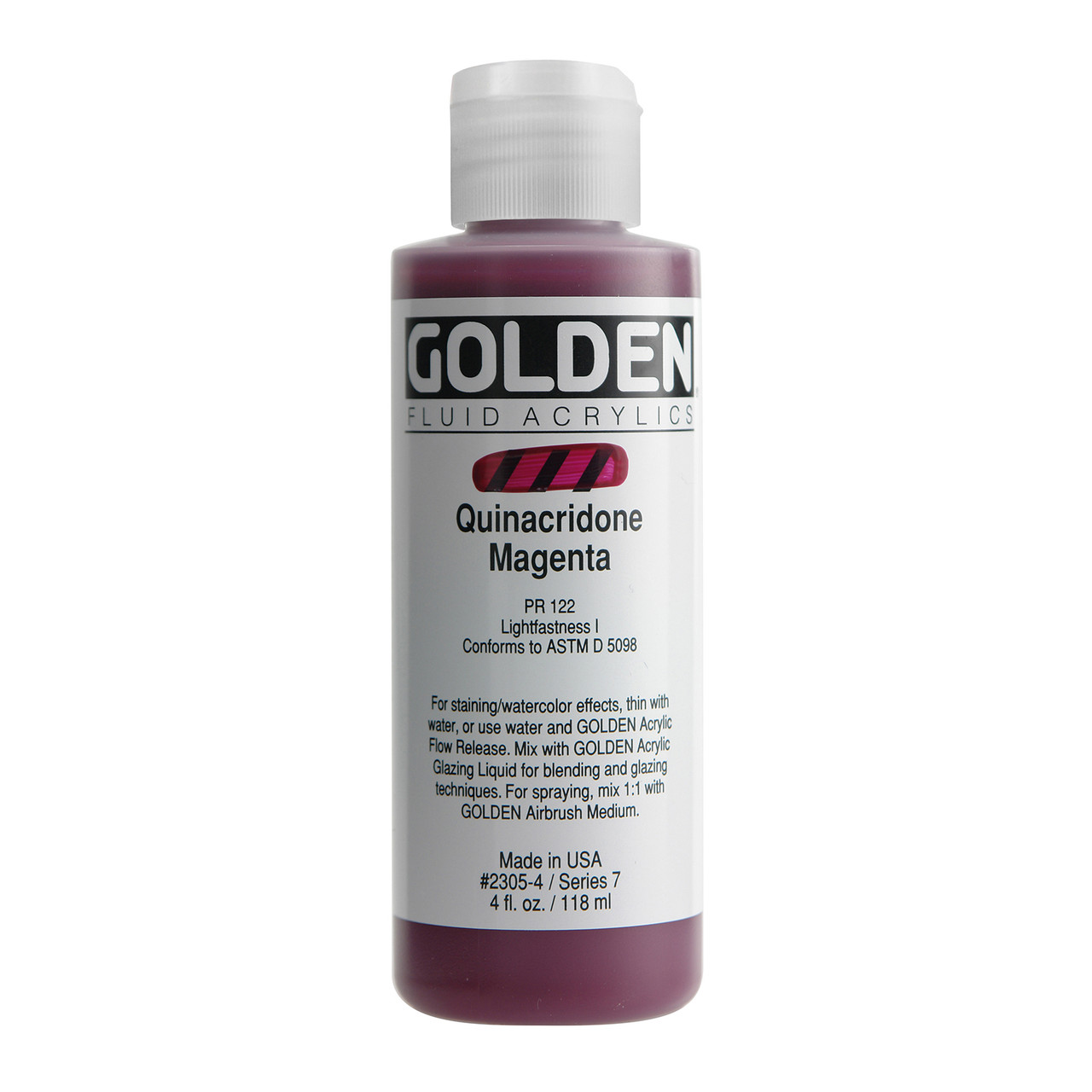 Golden Artist Colors Fluid Acrylic: 4oz Quinacridone Magenta - Wet