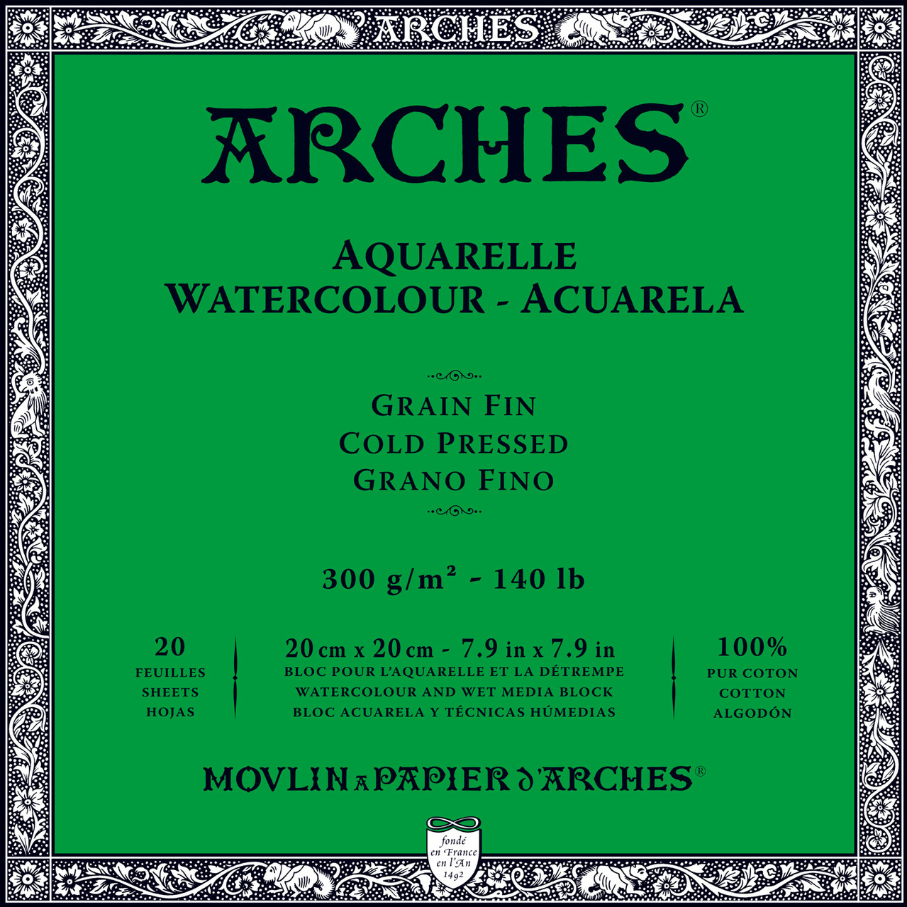 Arches Watercolor Block 140lb Cold Press 7.9x7.9 - Wet Paint