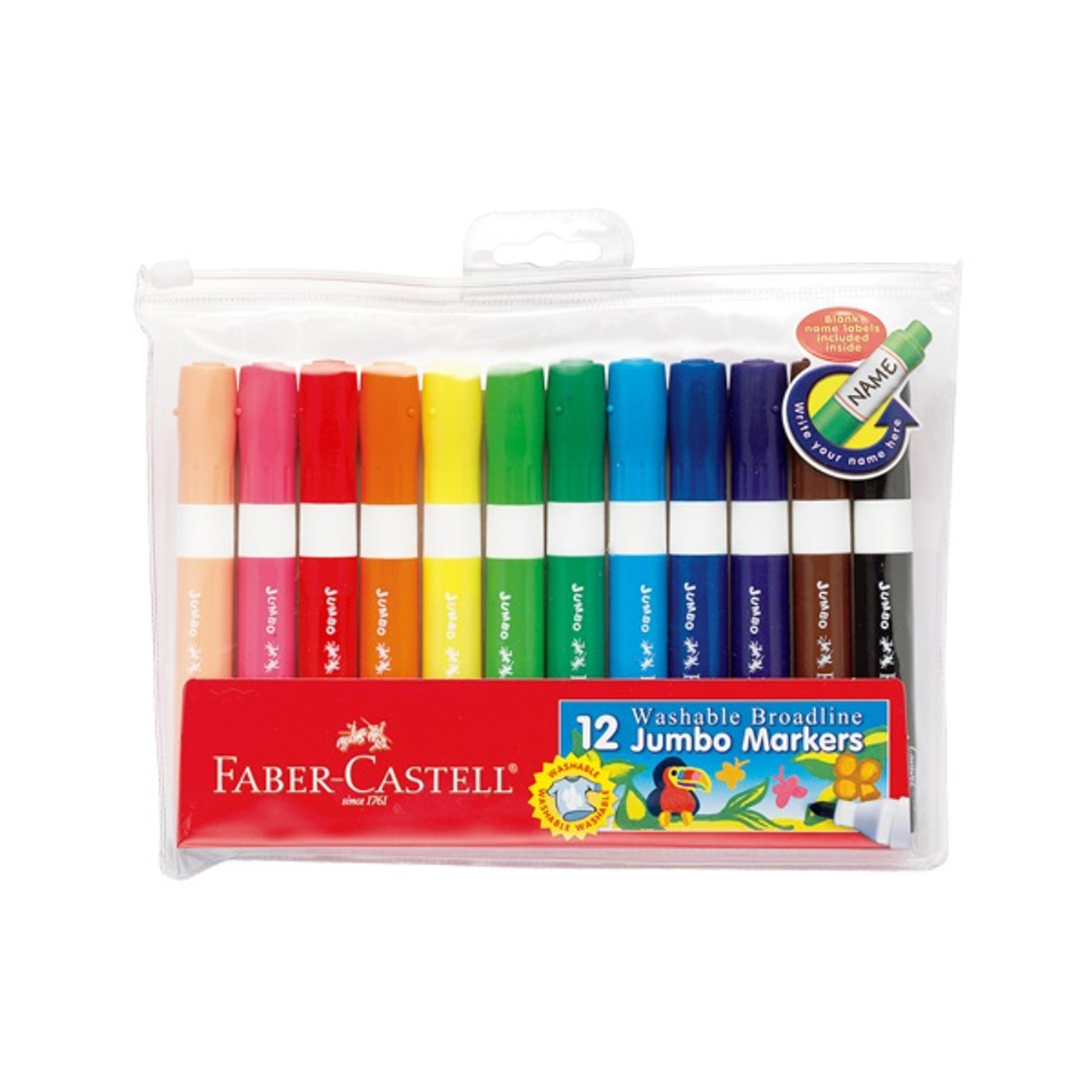 Faber-Castell Red Label Washable Broad Markers Set of 12 - Wet