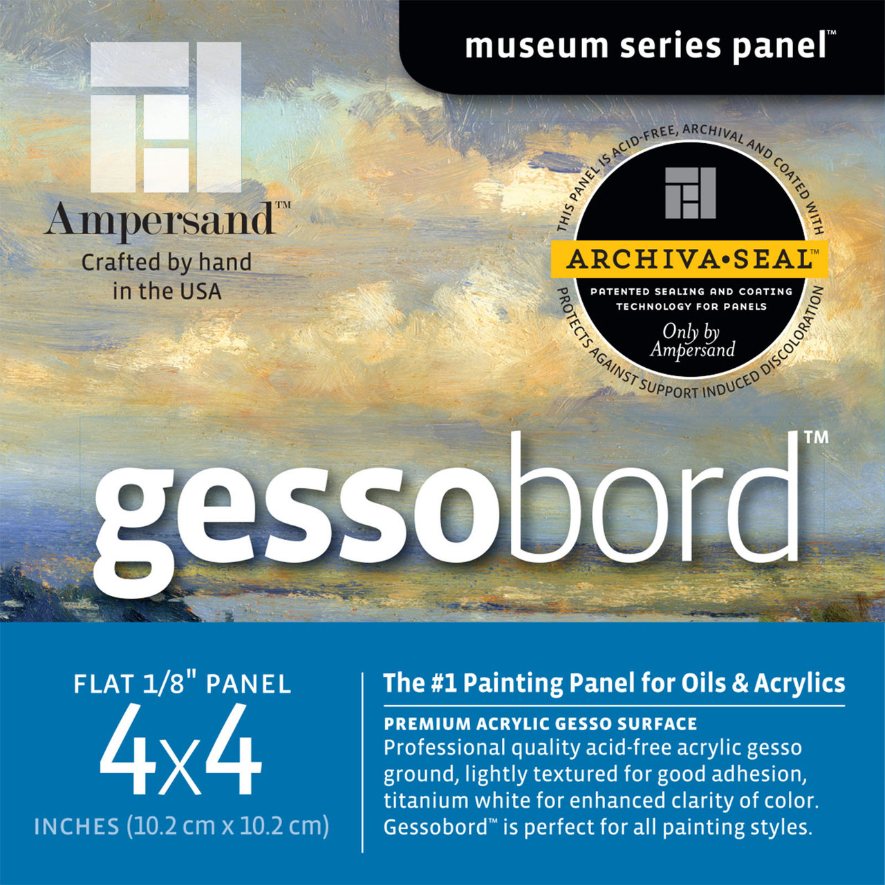 Ampersand Museum Series Gessobord Flat 4x4 4pk - Wet Paint Artists'  Materials and Framing