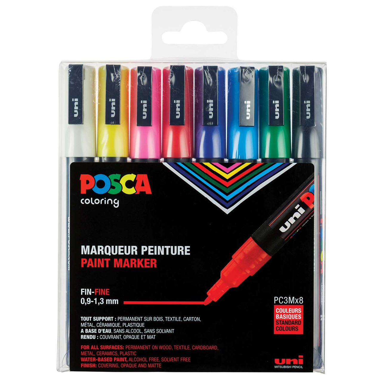 POSCA Paint Marker Medium 8 Color Set Mono Tone - Wet Paint