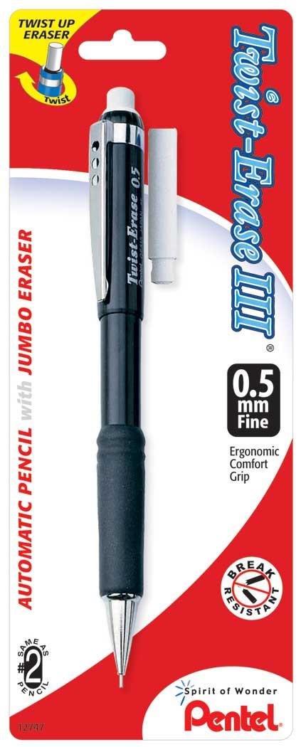 Pentel Twist Erase III Mechanical Pencil 0.5mm Black - Wet Paint