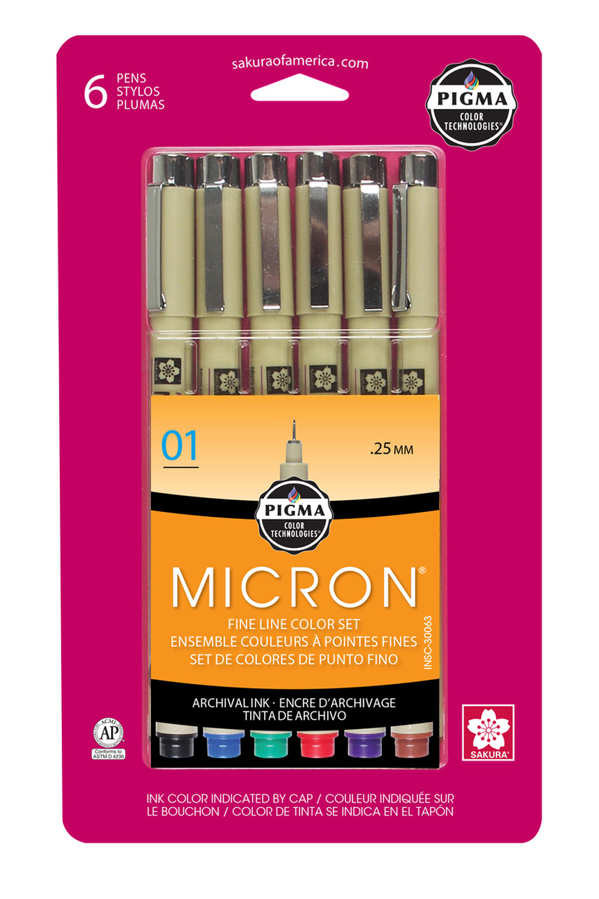 Sakura Pigma Micron Pen 01 Set of 6 Colors - Wet Paint Artists