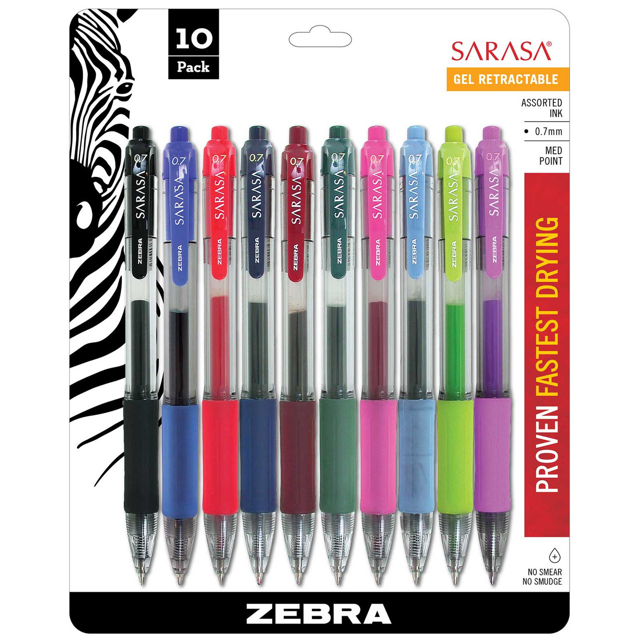Zebra Sarasa Dry X20 Gel Retractable Pen .7mm 10 Pack - Wet Paint