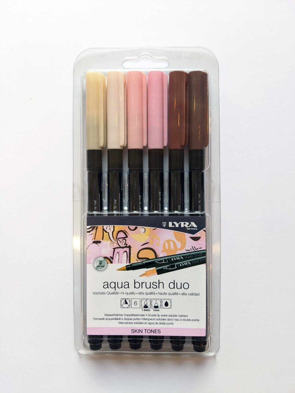 Lyra Aqua Brush Duo Marker Set 6 Skin Tones - Wet Paint Artists' Materials  and Framing