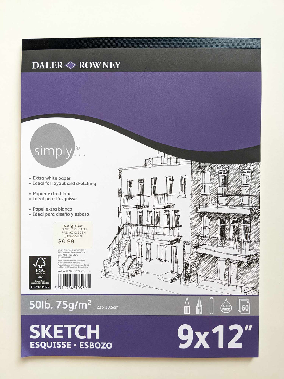 Derwent Academy Textured Surface Watercolour Paper Pad, 9 x 12