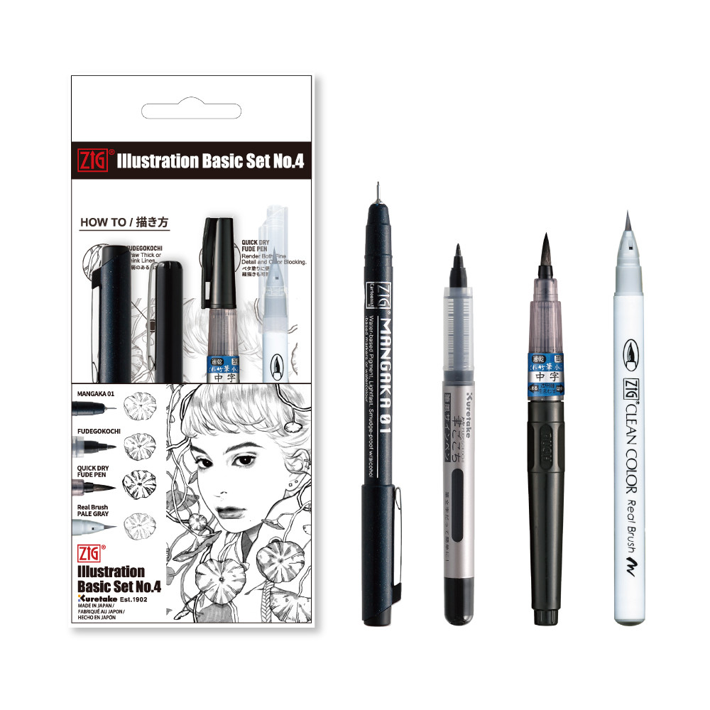 Kuretake ZIG Illustration Marker Basic Set of Wet Paint