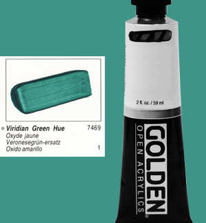 Golden Open Acrylic 2oz Viridian Green Hue Wet Paint Artists