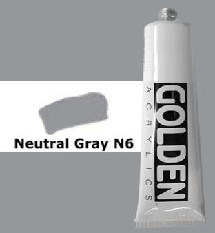 Golden Artist Colors Heavy Body Acrylic: 2oz Neutral Gray N6