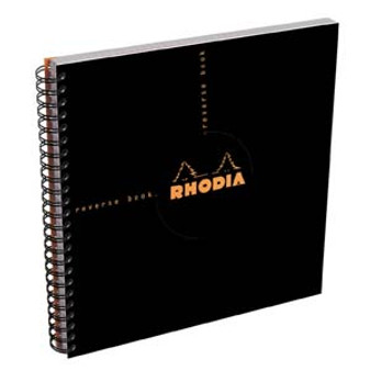 Rhodia Wire Side-Bound 8x8 Sq Reverse Book Gridded Black