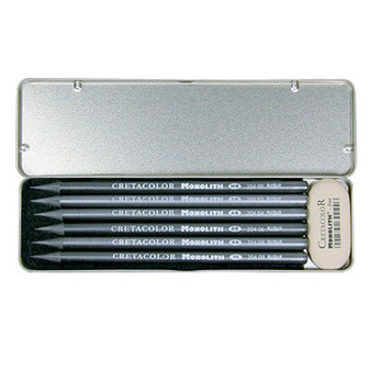 Cretacolor Monolith Graphite Pencil and Eraser Pocket Set of 7