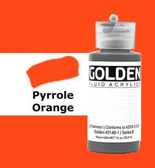 Golden Artist Colors Fluid Acrylic: 1oz Pyrrole Orange