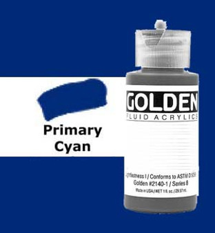 Golden Artist Colors Fluid Acrylic: 1oz Primary Cyan