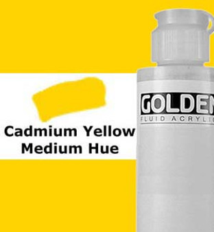 Golden Artist Colors Fluid Acrylic: 4oz Cadmium Yellow Medium Hue