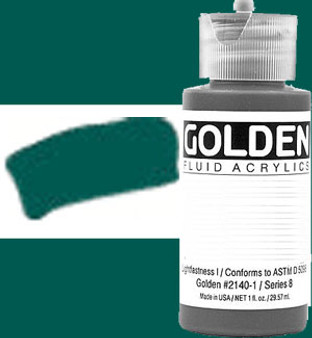 Golden Artist Colors Fluid Acrylic: 1oz Viridian Green Hue
