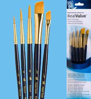 Princeton RealValue Brush Pack Gold Taklon Round/Angle 6pk