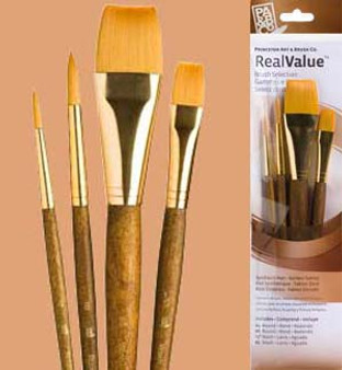 Princeton RealValue Brush Pack Gold Taklon Wash 4pk