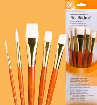 Princeton RealValue Brush Pack White Taklon 5pk - 2, 8, 3/4", 1/2", & 1/2"