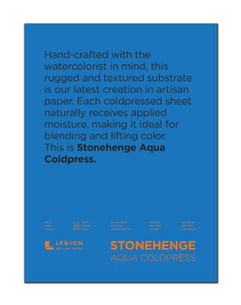 Stonehenge Aqua 140lb Watercolor Paper Cold Press Block 12x16