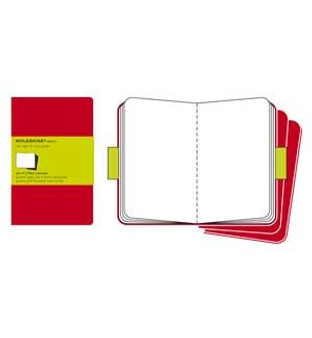 Moleskine Cahier 3pk Red Pocket Plain