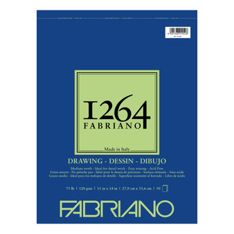 Fabriano 1264 Drawing Wirebound Pad 75lb 11X14 50 Sheets
