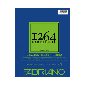 Fabriano 1264 Drawing Wirebound Pad 90lb 9X12 40 Sheets