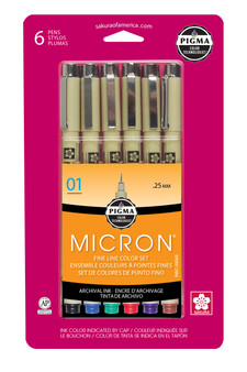 Sakura Pigma Micron Pen 01 Set of 6 Colors