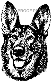 100 Proof Press Rubber Stamp Shephard Dog Face