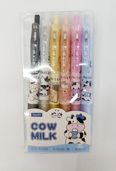 Cow Milk Rollerball Pen .5mm Set of 6