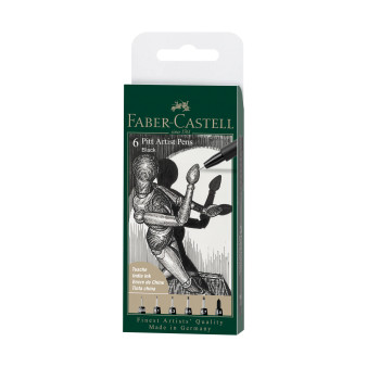 Faber-Castell Pitt Artist Pen Brush Set of 6 Black Nibs