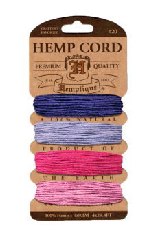 Hemptique #20 Hemp Cord Card Set Berry Bar