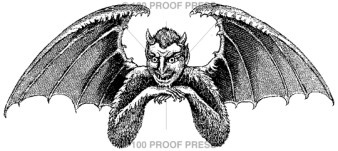 100 Proof Press Rubber Stamp Devil with Bat Wings