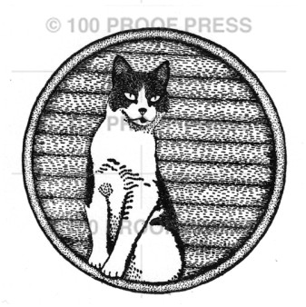 100 Proof Press Rubber Stamp Cat in a Circle