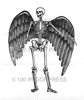 100 Proof Press Rubber Stamp Skeleton Angel