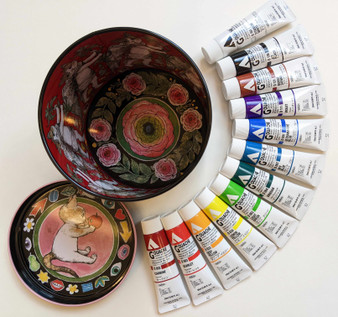 Yuko Higuchi x Holbein Acrylic (Acryla) Gouache 12 Color Set of 20ml Tubes in Artist Tin