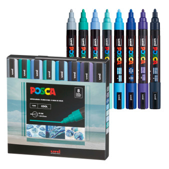 POSCA Paint Marker Medium 8 Color Set Mono Tone - Wet Paint