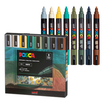 POSCA Paint Marker Medium 8 Color Set Mono Tone - Wet Paint