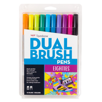 Tombow Dual Brush Marker Set of 10 Eighties