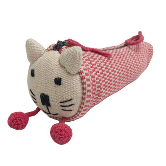 LamaLi Woven Cat Handmade Pouch Pink