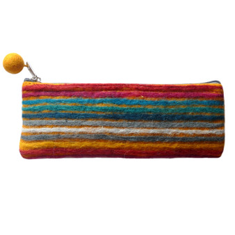 Lamali Felt Handmade Long Pouch Mustard