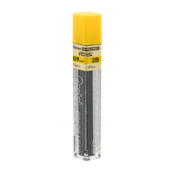 Pentel Super Hi-Polymer Graphite Leads .9mm 12/Tube 2B
