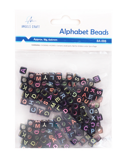 Angels Craft Alphabet Beads Black w/ Neon