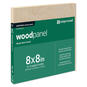 Ampersand Woodpanel 7/8" Cradled 8x8"