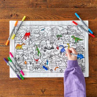 EatSleepDoodle Coloring Placemat To Go Dinosaur