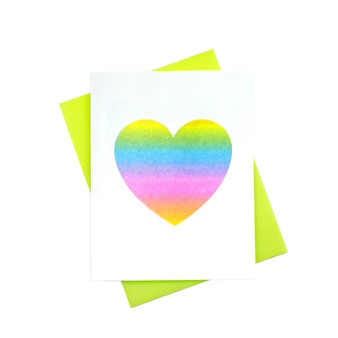Next Chapter Studio Rainbow Heart Risograph Card