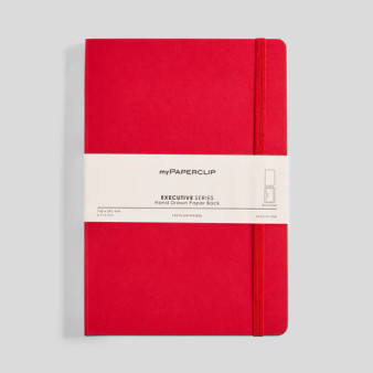 MyPaperclip Executive Series Notebook Soft Cover Large 6.5x9.5" Blank Red